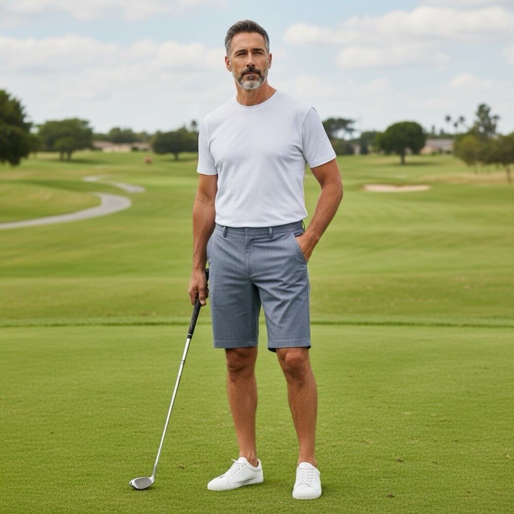 Greg Norman Golf Shorts Navy DryFit Chino Walking Lightweight Athleisure Sz 40